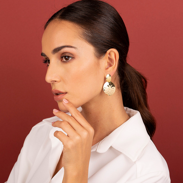 Pendant Earrings with Hammered Flat Circle