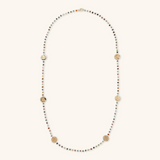Rosary Necklace with Multicolor Tourmaline Natural Stone and Hammered Discs