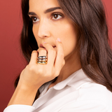 Set Of Three Tricolor Hammered Rings