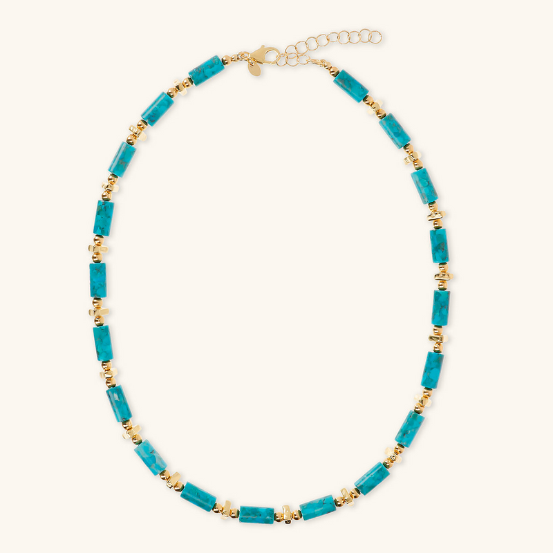 Necklace with Small Golden Spheres and Turquoise