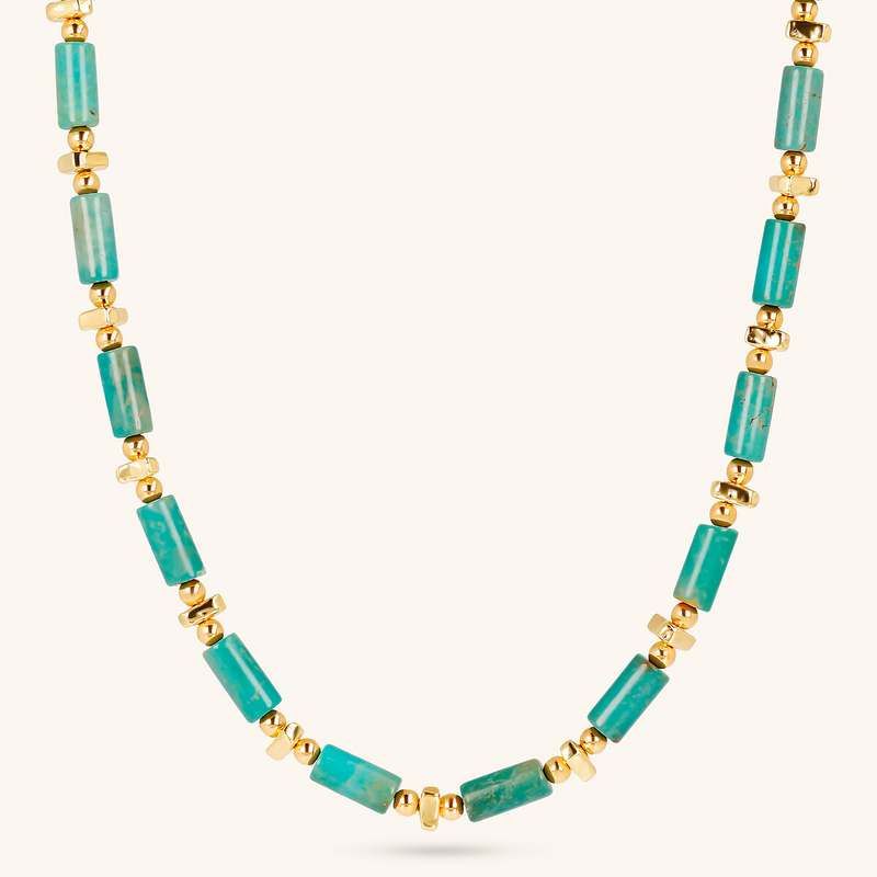 Necklace with Small Golden Spheres and Turquoise