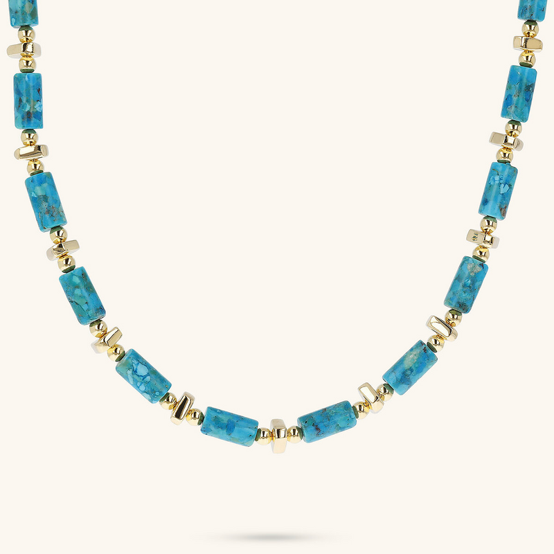 Necklace with Small Golden Spheres and Turquoise