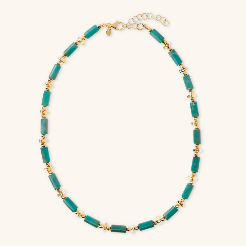 Necklace with Small Golden Spheres and Turquoise