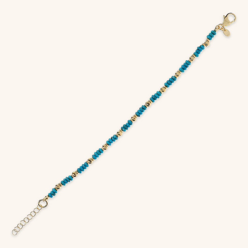 Bracelet Rondelle Pierre Naturelle Turquoise et Pépites Dorées