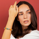 Bracelet with Colored Agate and Golden Elements