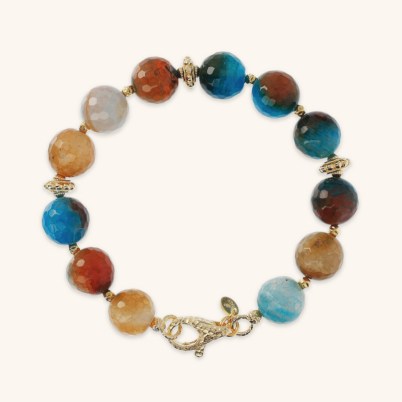Bracelet with Colored Agate and Golden Elements
