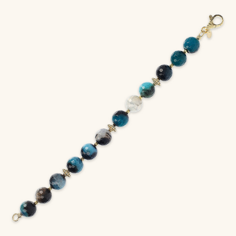 Bracelet with Colored Agate and Golden Elements