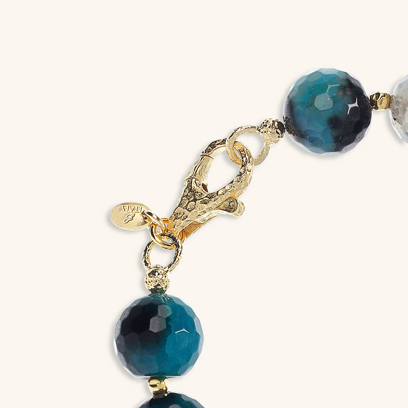 Bracelet with Colored Agate and Golden Elements