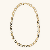 Long Hammered Flat Oval Chain Necklace