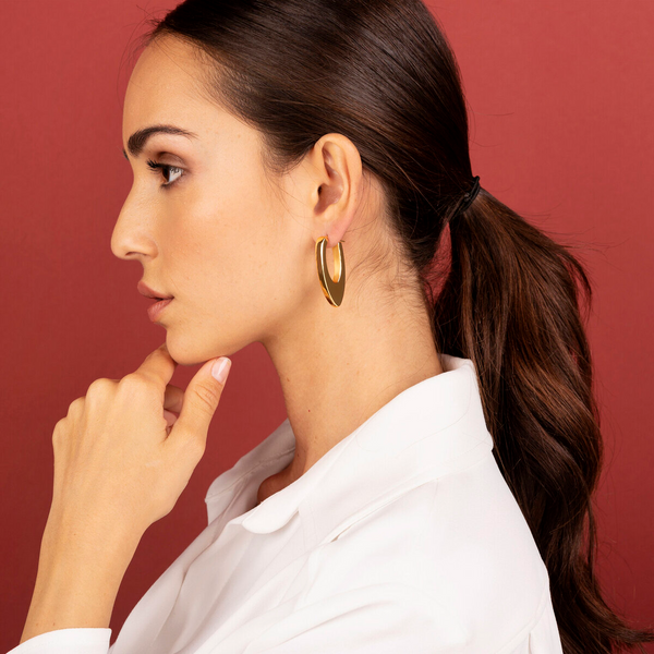 Oval Circle Earrings with Hammered Surface