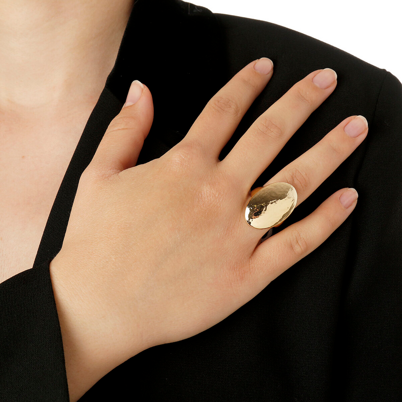 Hammered Chevalier Ring Oval Shape
