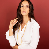 Long Necklace with Graduated Satin Spheres