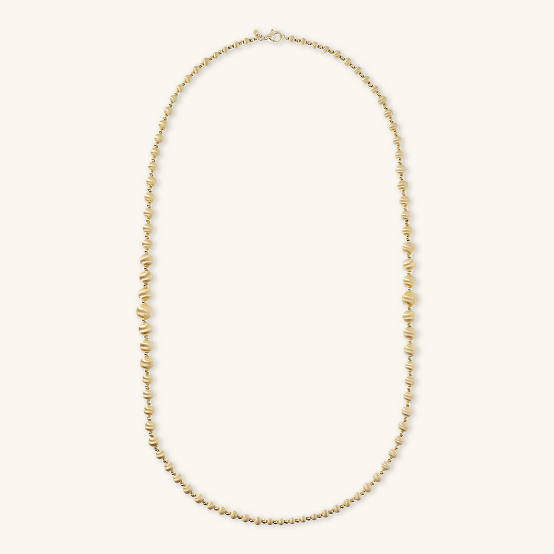 Long Necklace with Graduated Satin Spheres