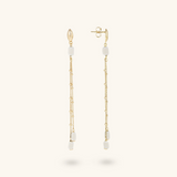 Multi-strand Rosary Chain Earrings with Natural Stones