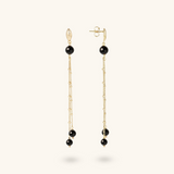 Multi-strand Rosary Chain Earrings with Natural Stones