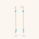 Multi-strand Rosary Chain Earrings with Natural Stones