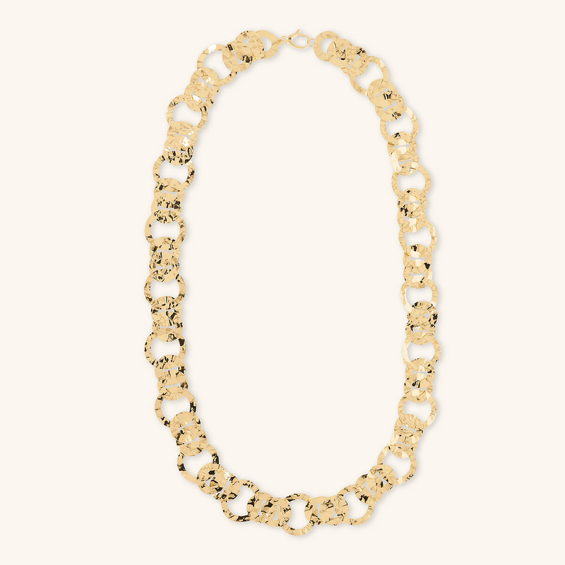 Figaro Chain Necklace with Hammered Links