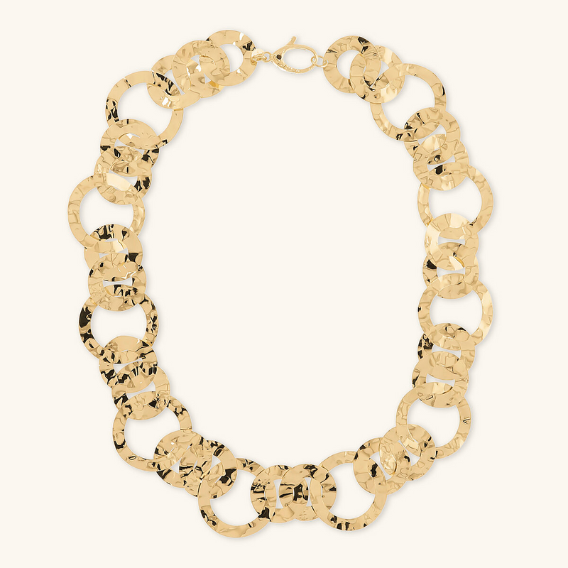 Figaro Chain Necklace with Hammered Links