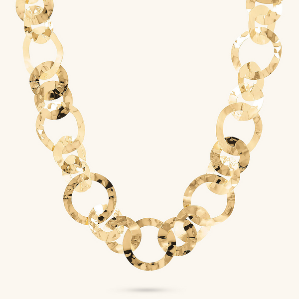 Figaro Chain Necklace with Hammered Links