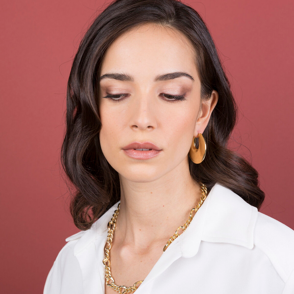 Hammered Hoop Earrings in Crescent Shape