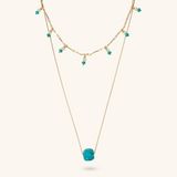 Multi-strand Chain Necklace with Turquoise Natural Stone and Pearl