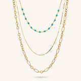 Collier Diamant Multi-Rangs avec Pierre Naturelle Turquoise