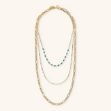 Collier Diamant Multi-Rangs avec Pierre Naturelle Turquoise