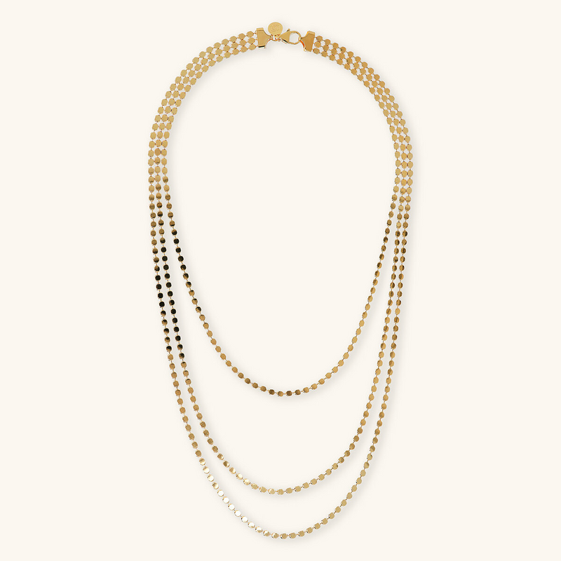 Multi-strand Necklace with Small Disc Chain