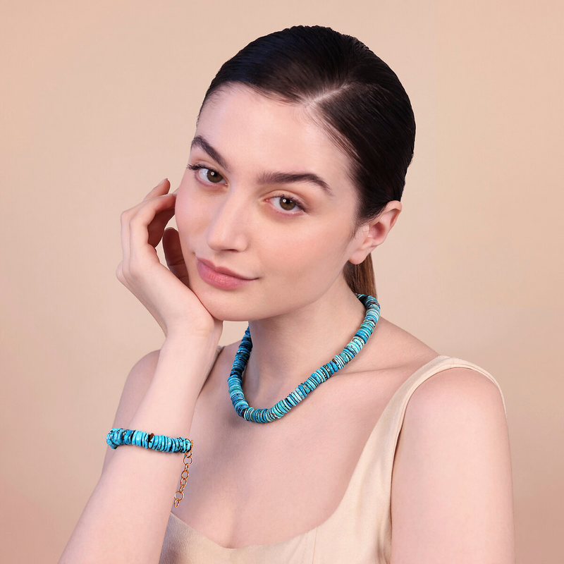 Bracelet with Rondelle in Natural Stones
