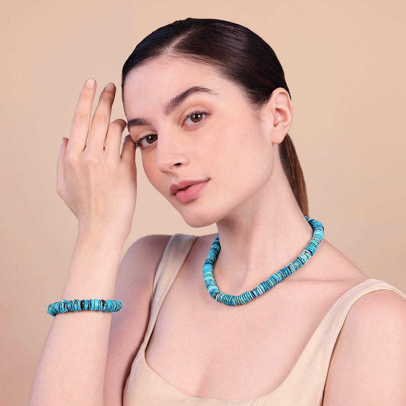 Necklace with Rondelle in Natural Stones