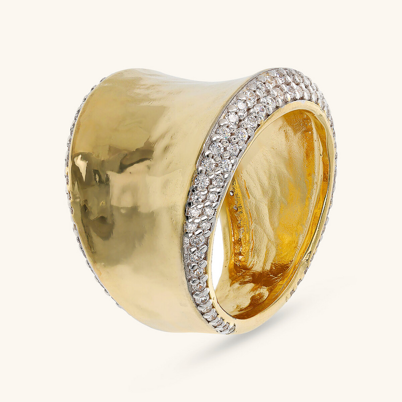 Anneau Martelé Gradué avec Cubic Zirconia Pavé