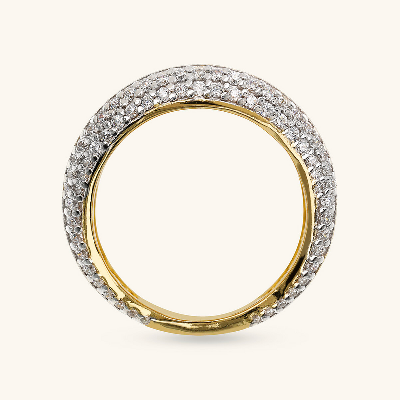Anneau Martelé Gradué avec Cubic Zirconia Pavé