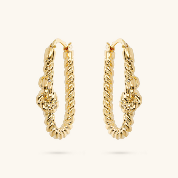 Oval Hoop Earrings with Knot