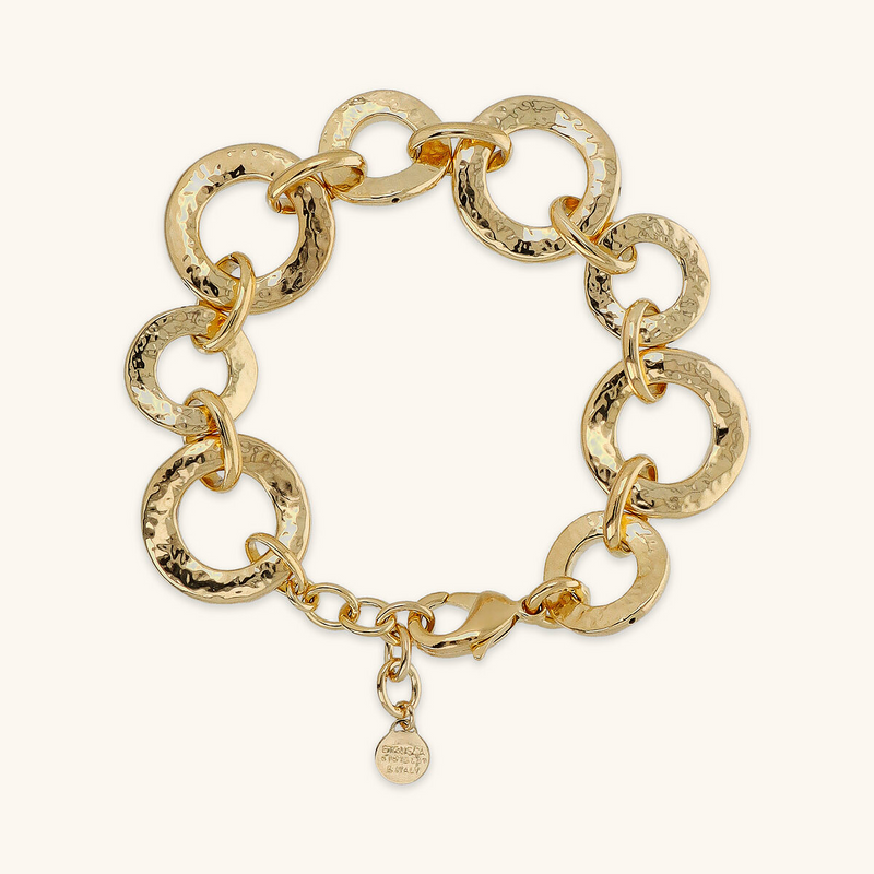 Hammered Bracelet with Graduated Ring Links