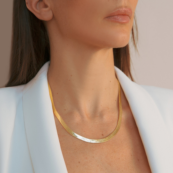 Flat Snake Chain Choker Necklace