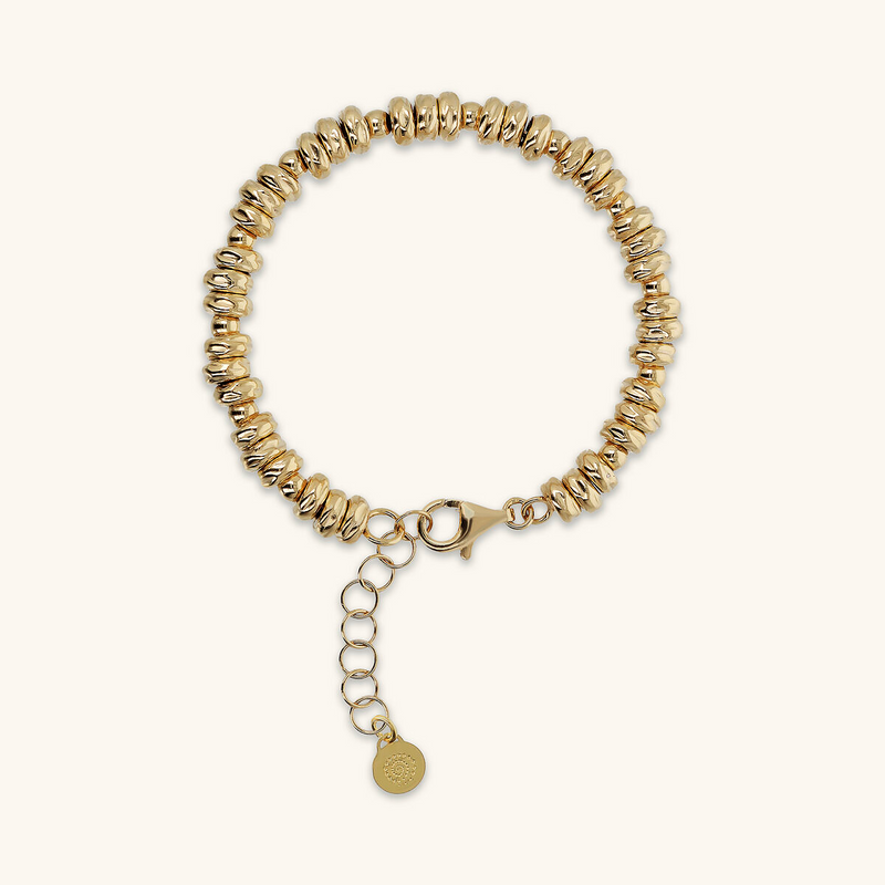 Bracelet with Hammered Rondelle and Polished Spheres
