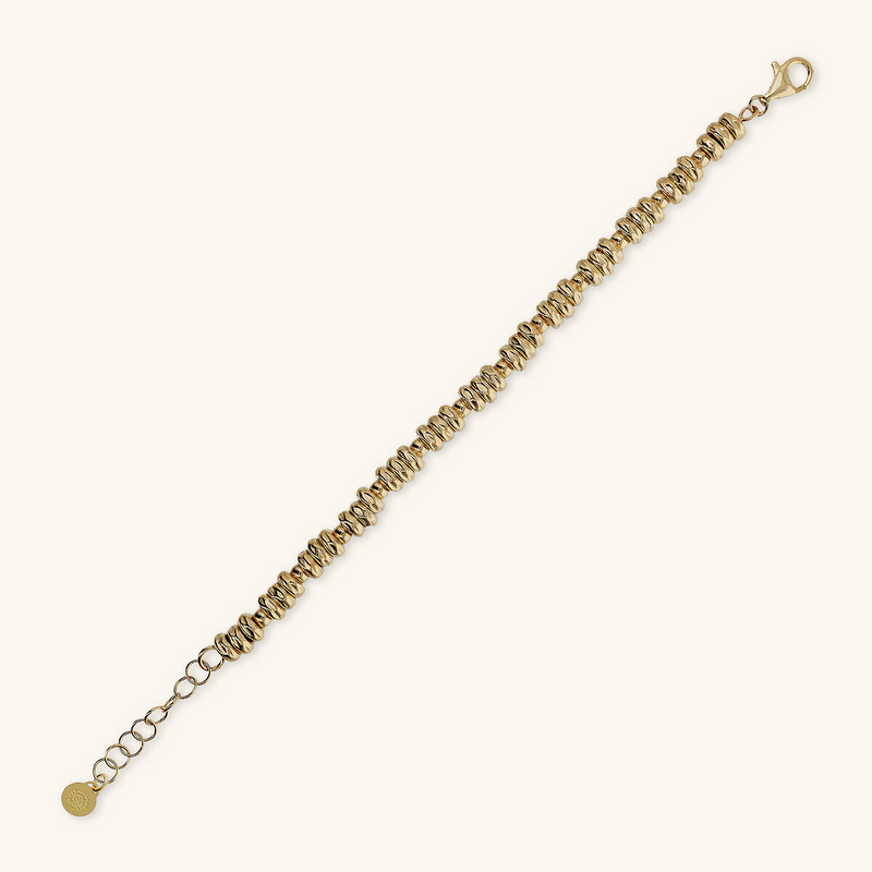 Bracelet with Hammered Rondelle and Polished Spheres