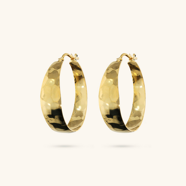 Small Hammered Hoop Earrings with Internal Semicircle