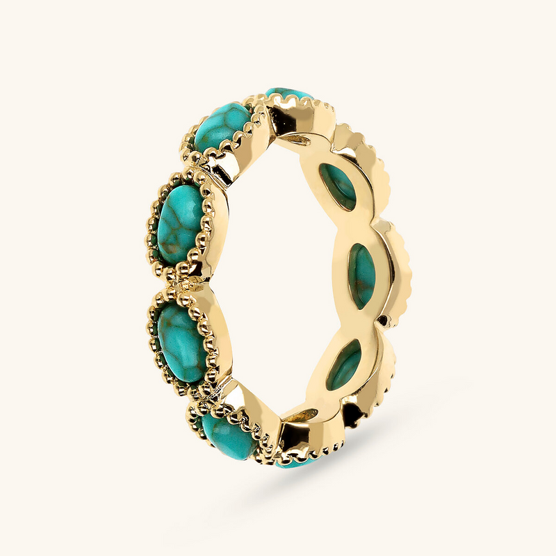 Bague Veretta travaillée avec de la pierre turquoise naturelle