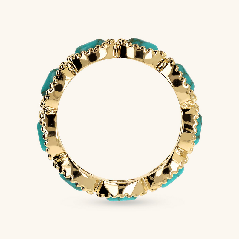 Bague Veretta travaillée avec de la pierre turquoise naturelle