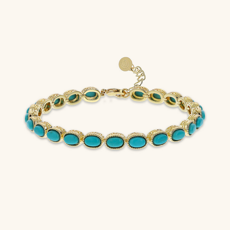 Bracelet Worked with Turquoise Natural Stone
