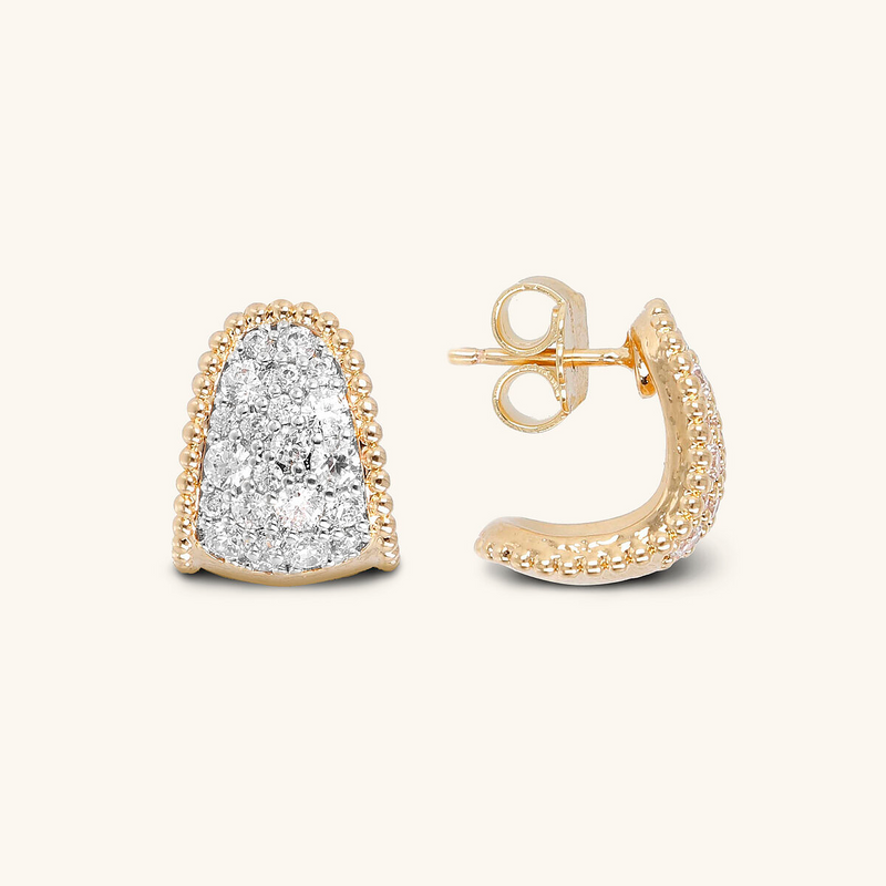 Graduated Lobe Earrings with Pavé in Cubic Zirconia