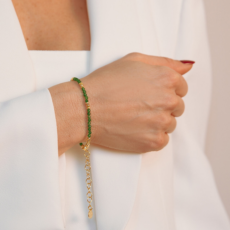 Bracelet avec Sphères Dorées et Pierre Naturelle Quartzite