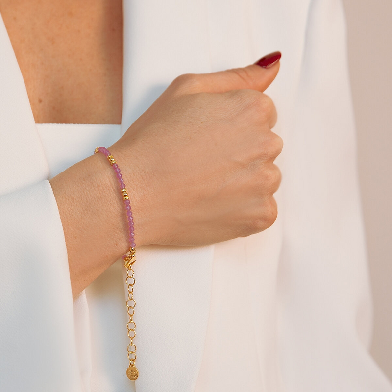 Bracelet avec Sphères Dorées et Pierre Naturelle Quartzite