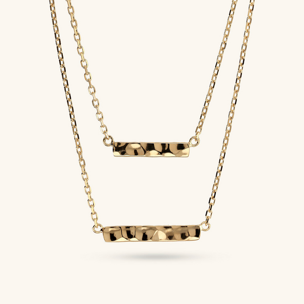 Graduated Multistrand Necklace with Hammered Plates