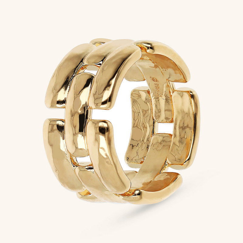 Hammered Panther Knit Band Ring