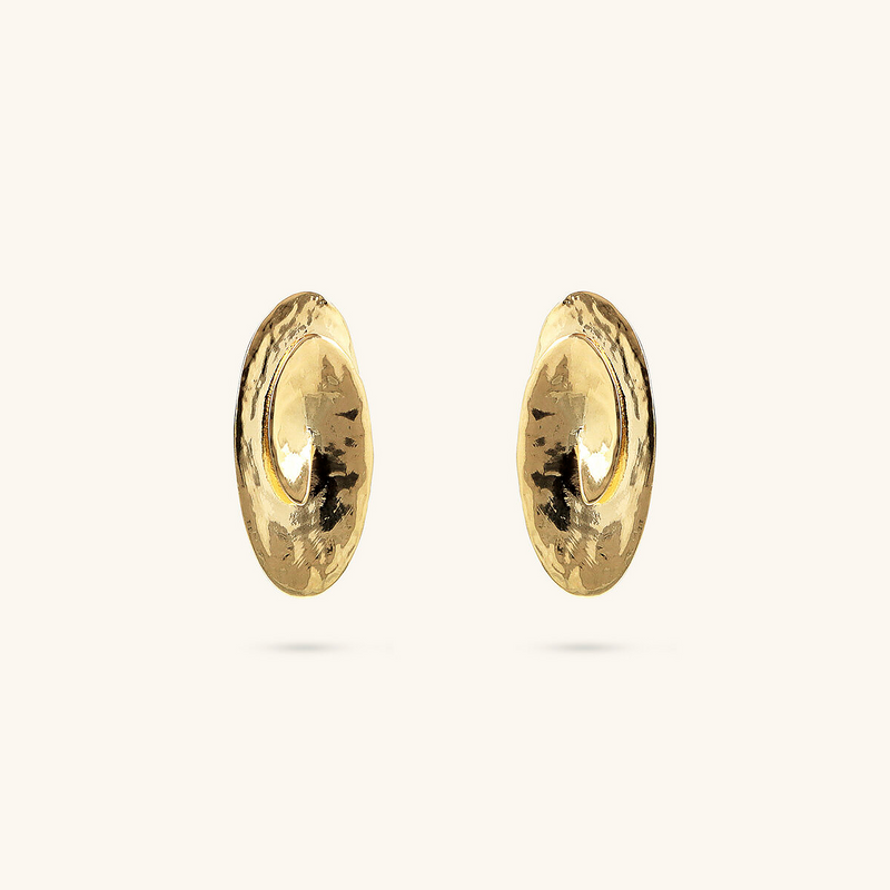 Boucles d'oreilles à lobe ovale martelé avec motif en spirale