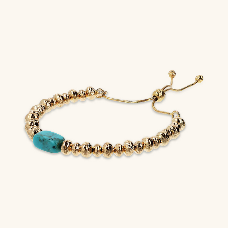 Adjustable Bracelet with Hammered Rondelle and Natural Magnesite Stone
