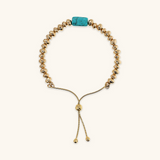 Adjustable Bracelet with Hammered Rondelle and Natural Magnesite Stone