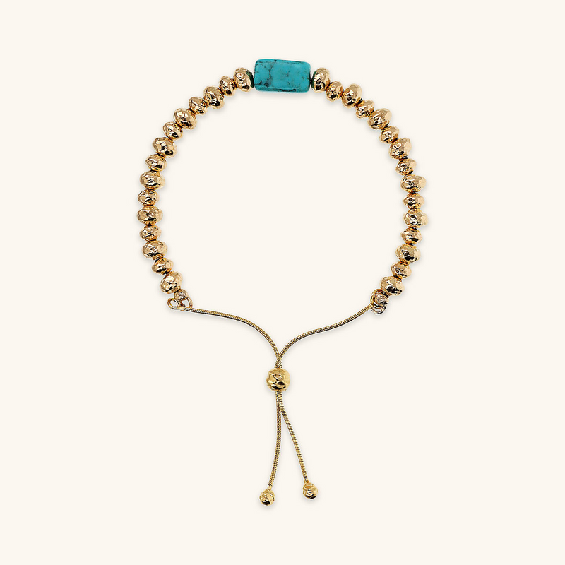 Adjustable Bracelet with Hammered Rondelle and Natural Magnesite Stone